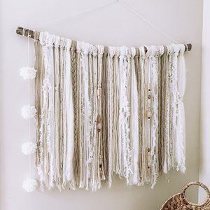 Handmade Yarn Macrame Wall Hanging Art Decor Neutral